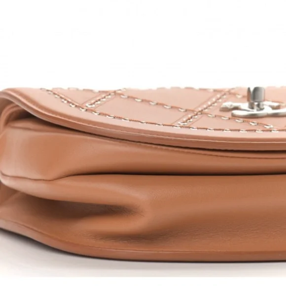 Chanel Tan Coco Eyelets Quilted Lambskin Crossbody Bag with Chain Strap - Picture 6 of 10